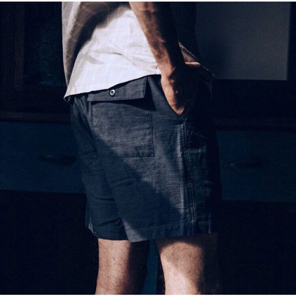 Taylor Stitch Trail Short In Navy Reverse Sateen Mens Retro Organic Cotton NEW - Picture 6 of 13
